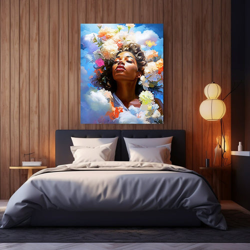 Black Art Abstract Afrocentric Housewarming Gift for Her Digital Wall Print Cloud Art