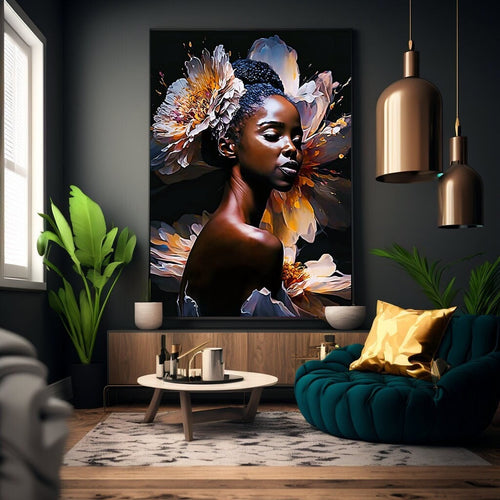 Beautiful Floral Abstract Art, Afrocentric Gift for Her, Painting print, Floral Art