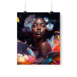 Wall Decor Black Art Floral Abstract Art, Afrocentric Gift