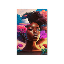Load image into Gallery viewer, Black Art Wall Art Floral Abstract Art, Cloud Art, Afrocentric Gift