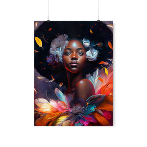 Wall Decor Black Art Floral Abstract Art, Afrocentric Gift