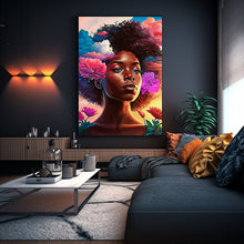 Load image into Gallery viewer, Black Art Wall Art Floral Abstract Art, Cloud Art, Afrocentric Gift