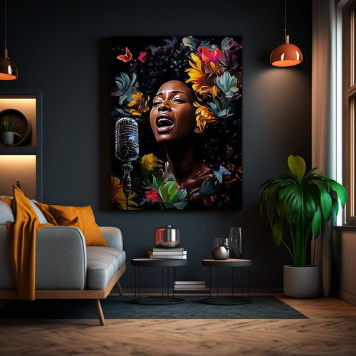 Spiritual Black Art Wall Art Floral Abstract Art Gift