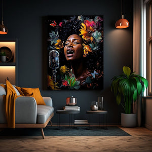 Spiritual Black Art Wall Art Floral Abstract Art Gift