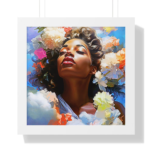 Black Art Abstract Afrocentric Gift for Her Cloud Art Framed Vertical Poster