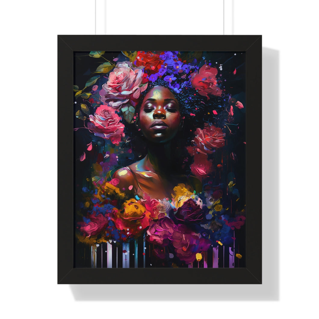 Piano Abstract Woman Art Afrocentric Gift Framed Vertical Poster