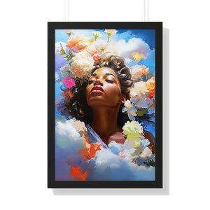 Black Art Abstract Afrocentric Gift for Her Cloud Art Framed Vertical Poster